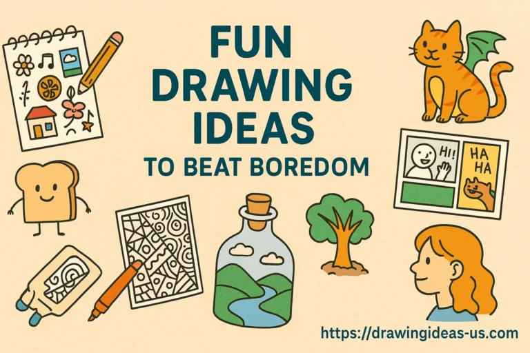A collection of fun drawing ideas to beat boredom, featuring creative sketch prompts for all ages and skill levels.